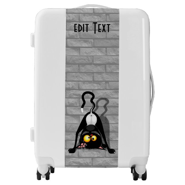 Cat Upside Down Funny Cartoon Character Luggage (Front)