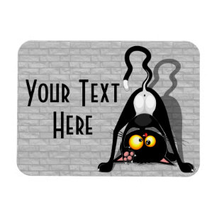 Cat Upside Down Funny Cartoon Character Magnet