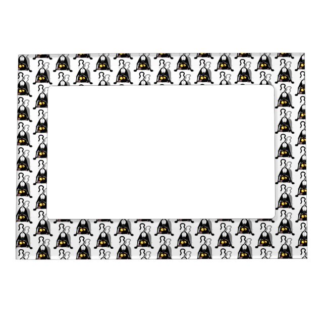 Cat Upside Down Funny Cartoon Character Magnetic Frame (Front)