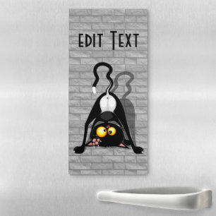 Cat Upside Down Funny Cartoon Character Magnetic Notepad
