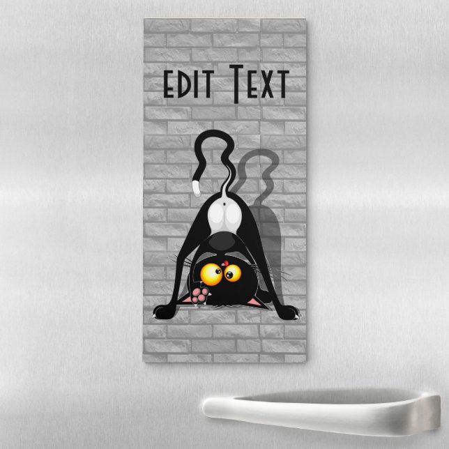 Cat Upside Down Funny Cartoon Character Magnetic Notepad (In Situ)