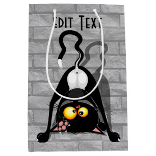 Cat Upside Down Funny Cartoon Character Medium Gift Bag