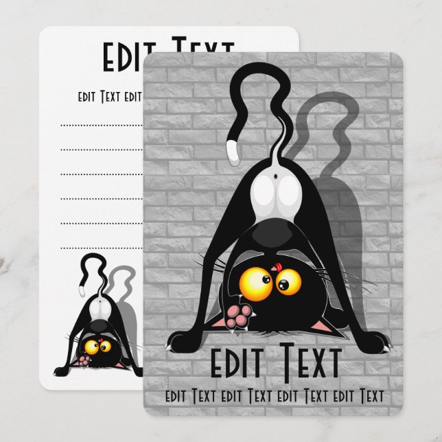 Cat Upside Down Funny Cartoon Character Menu (Front/Back)
