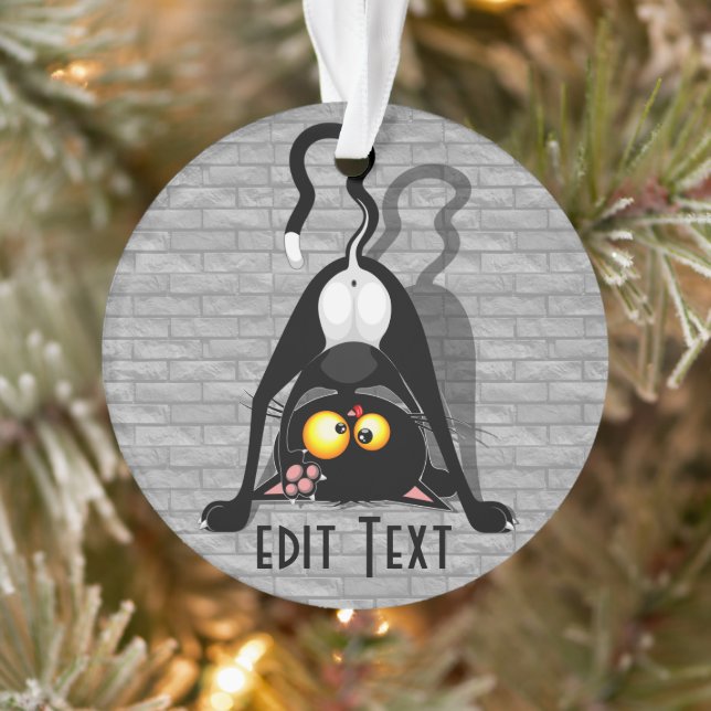 Cat Upside Down Funny Cartoon Character Ornament (Tree)