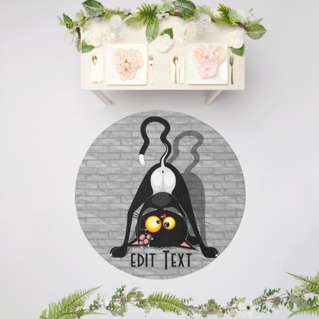 Cat Upside Down Funny Cartoon Character Outdoor Rug (Insitu (Wedding 2))