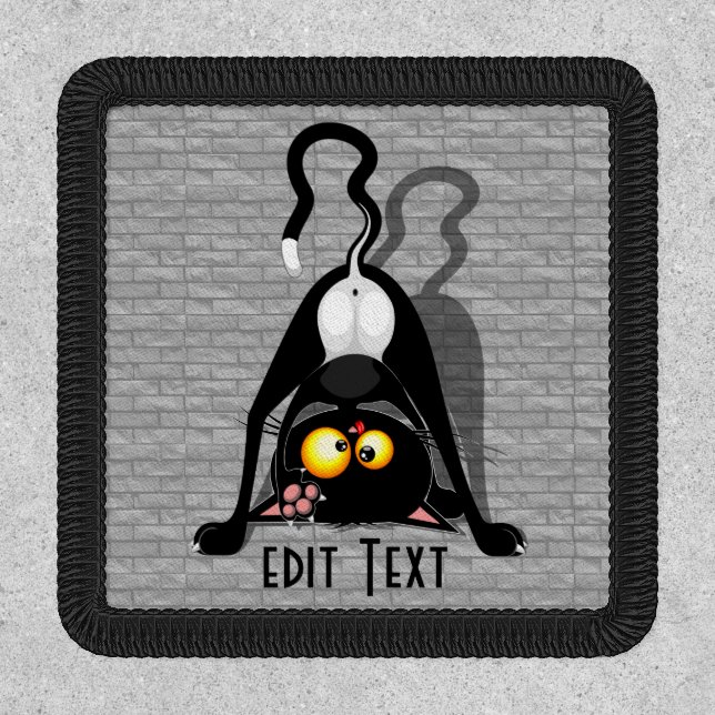 Cat Upside Down Funny Cartoon Character Patch (Front)
