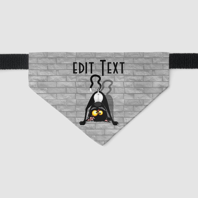 Cat Upside Down Funny Cartoon Character Pet Bandana Collar (Front)