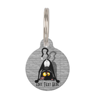 Cat Upside Down Funny Cartoon Character Pet ID Tag