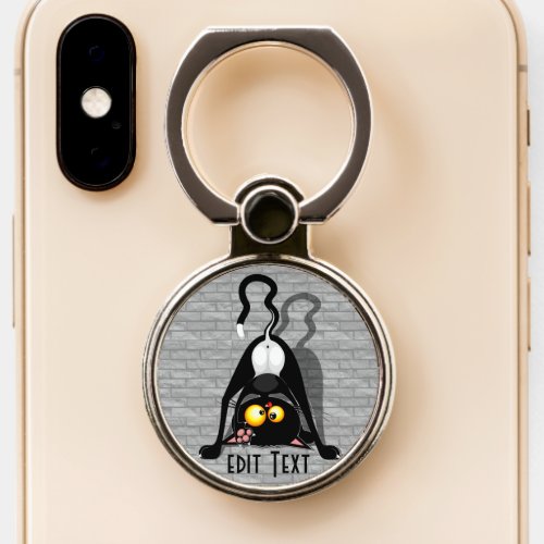 Cat Upside Down Funny Cartoon Character Phone Ring Stand