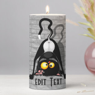 Cat Upside Down Funny Cartoon Character Pillar Candle
