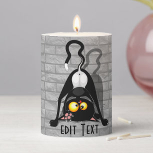 Cat Upside Down Funny Cartoon Character Pillar Candle