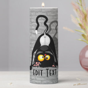 Cat Upside Down Funny Cartoon Character Pillar Candle