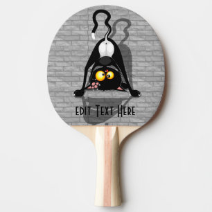 Cat Upside Down Funny Cartoon Character Ping Pong Paddle