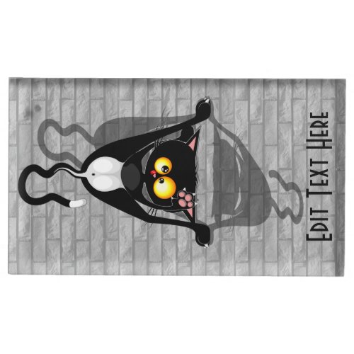 Cat Upside Down Funny Cartoon Character Place Card Holder