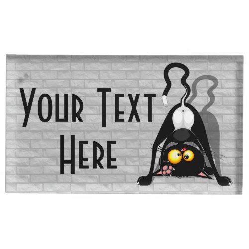 Cat Upside Down Funny Cartoon Character Place Card Holder