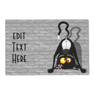 Cat Upside Down Funny Cartoon Character Placemat