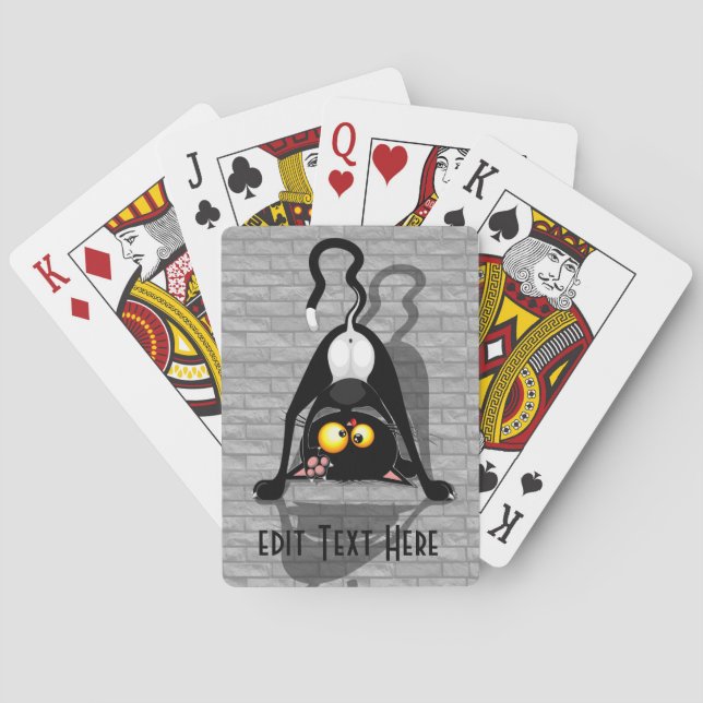 Cat Upside Down Funny Cartoon Character Poker Cards (Back)