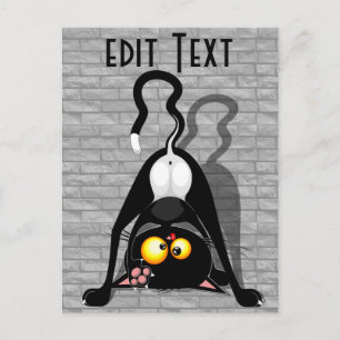 Cat Upside Down Funny Cartoon Character Postcard