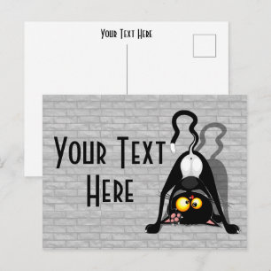 Cat Upside Down Funny Cartoon Character Postcard
