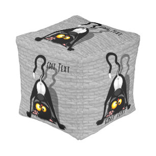 Cat Upside Down Funny Cartoon Character Pouf
