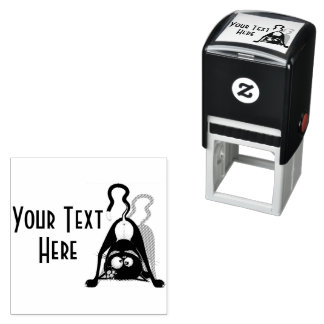 Cat Upside Down Funny Cartoon Character Self-inking Stamp