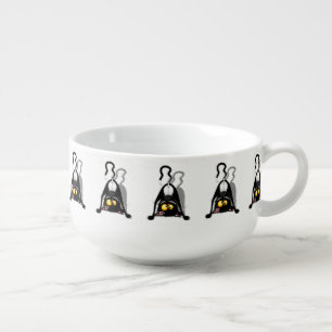 Cat Upside Down Funny Cartoon Character Soup Mug