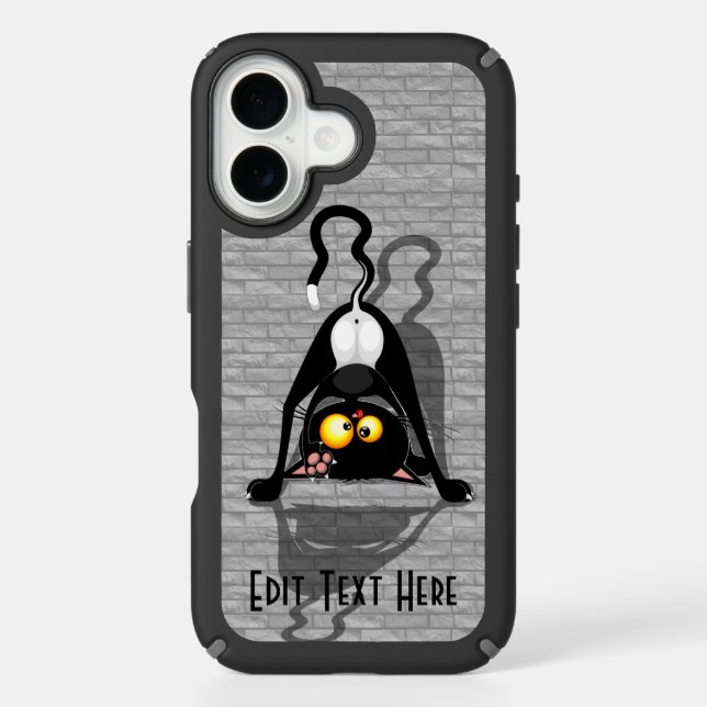 Cat Upside Down Funny Cartoon Character Speck iPhone Case (Front)