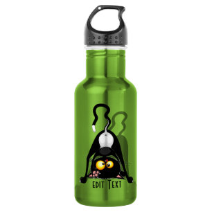 Cat Upside Down Funny Cartoon Character Stainless Steel Water Bottle