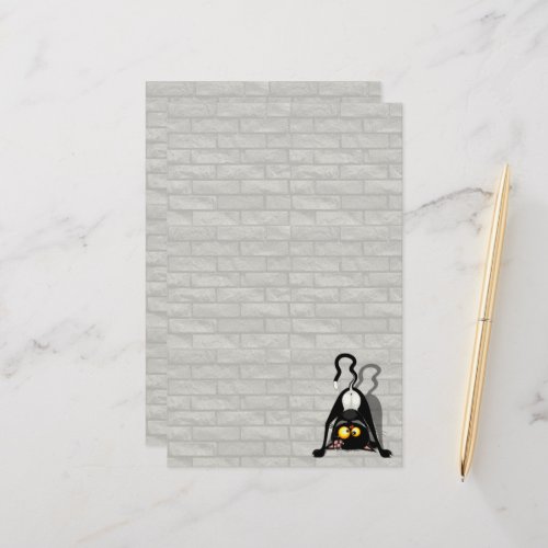 Cat Upside Down Funny Cartoon Character Stationery