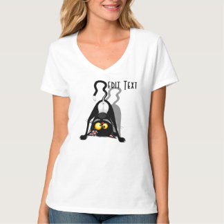 Cat Upside Down Funny Cartoon Character T-Shirt