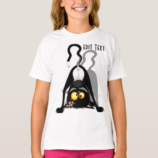 Cat Upside Down Funny Cartoon Character T-Shirt