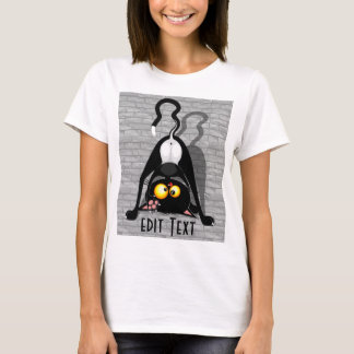 Cat Upside Down Funny Cartoon Character T-Shirt