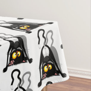 Cat Upside Down Funny Cartoon Character Tablecloth