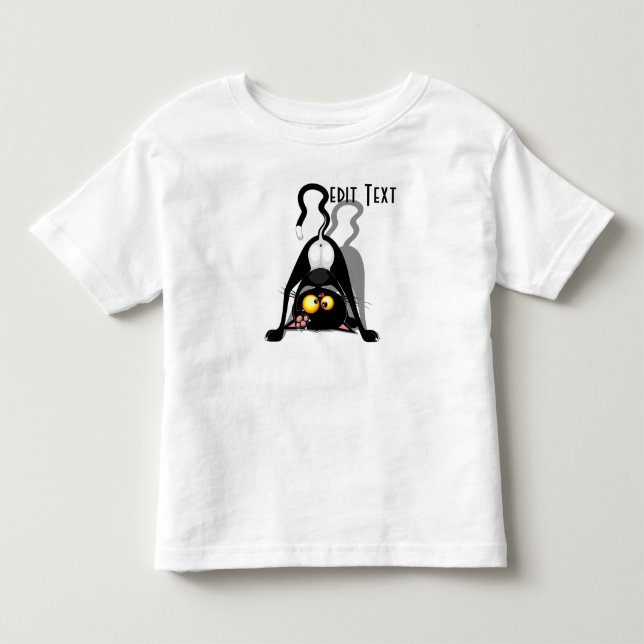 Cat Upside Down Funny Cartoon Character Toddler T-shirt (Front)