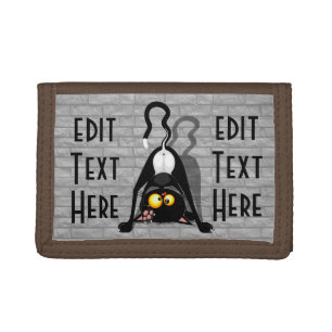Cat Upside Down Funny Cartoon Character Tri-fold Wallet