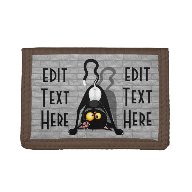 Cat Upside Down Funny Cartoon Character Tri-fold Wallet (Front)