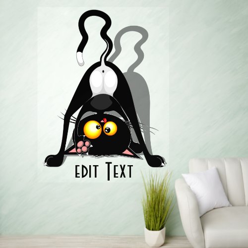 Cat Upside Down Funny Cartoon Character Wall Decal