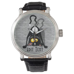 Cat Upside Down Funny Cartoon Character Watch