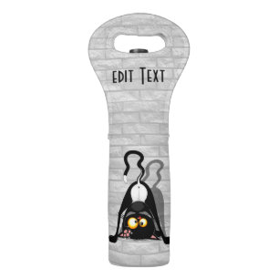 Cat Upside Down Funny Cartoon Character Wine Bag