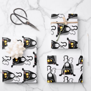 Cat Upside Down Funny Cartoon Character Wrapping Paper Sheets