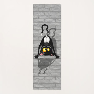 Cat Upside Down Funny Cartoon Character Yoga Mat