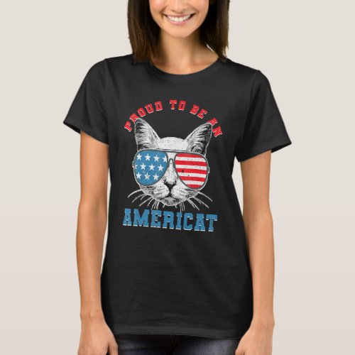Cat Us Flag Sunglasses Proud To Be An Americat For T_Shirt