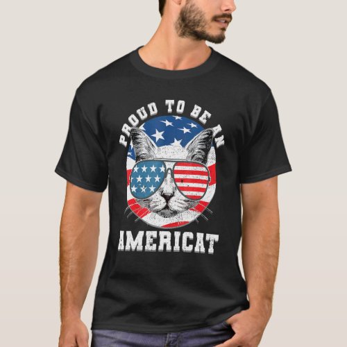 Cat Us Flag Sunglasses Proud To Be An Americat For T_Shirt