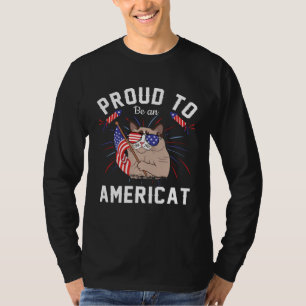 Cat US Flag Sunglasses Proud To Be An Americat T-Shirt