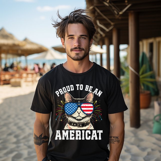 Cat US Flag Sunglasses Proud To Be An Americat T-Shirt (Creator Uploaded)