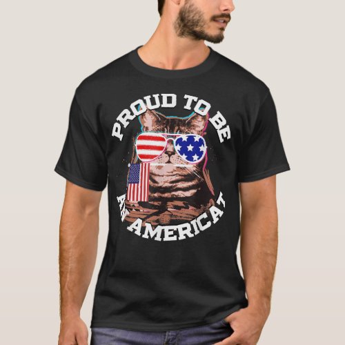 Cat US Flagunglasses Proudo Be An Americat T_Shirt