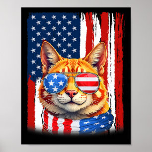 Cat Usa America Flag Patriotic Cat 4th Of July Poster