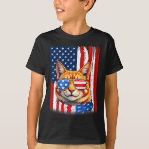 Cat Usa America Flag Patriotic Cat 4th Of July T-Shirt