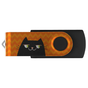 Cat USB Flash Drive Custom Name Orange Cute