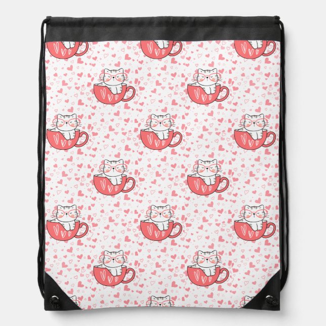  cat valentine Beach Towel Drawstring Bag (Front)